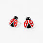 Sterling Silver Embellished Red Ladybug Stud Earrings,