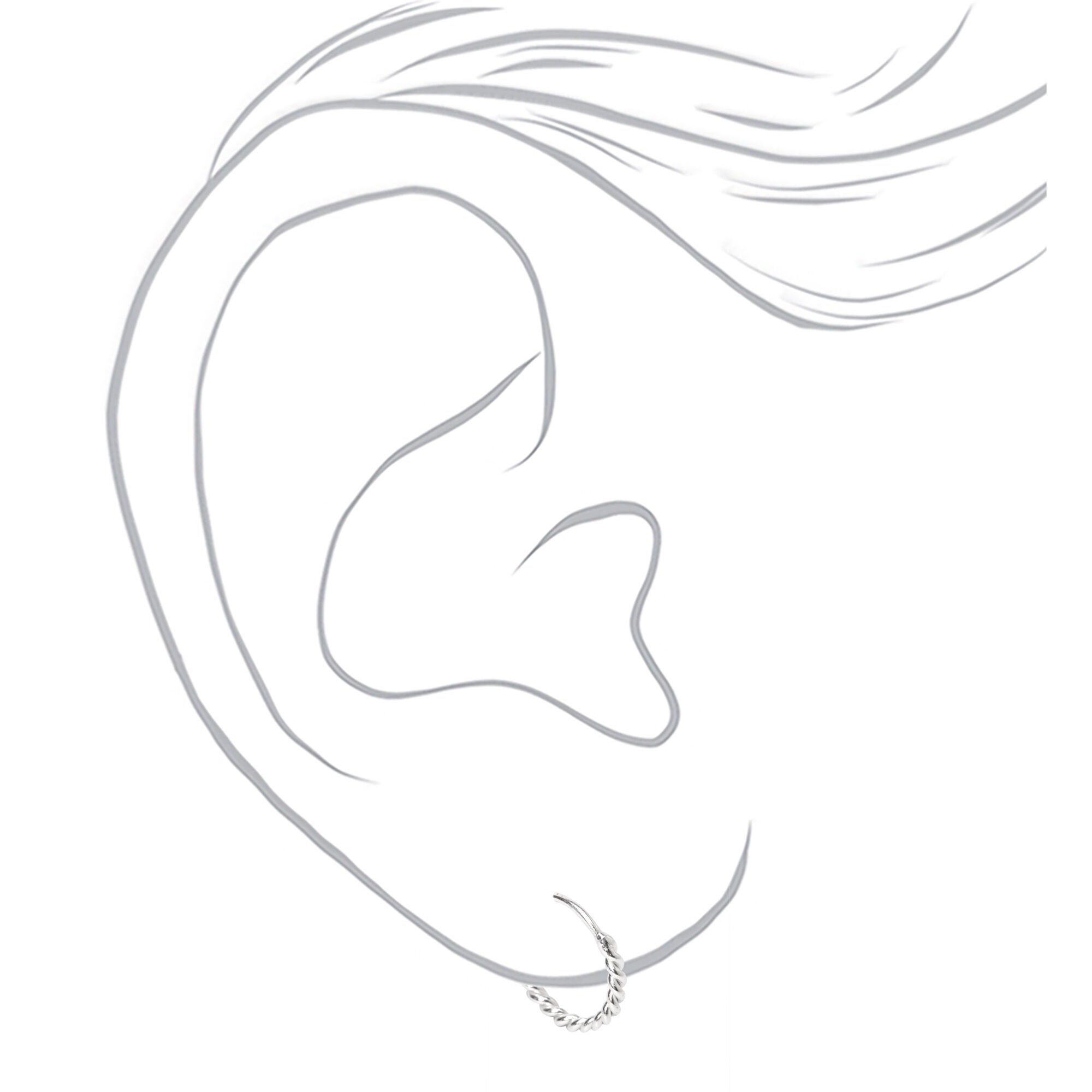 Sterling Silver 12mm Rope Hoop Earrings,