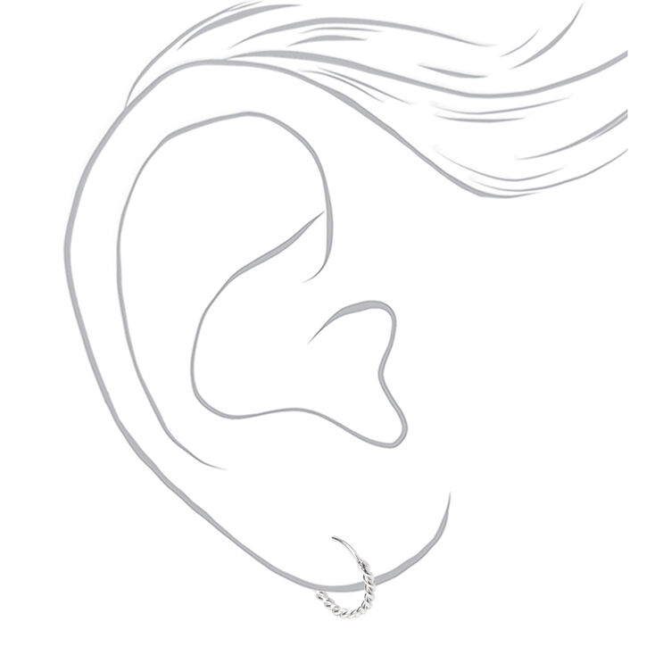 Sterling Silver 12mm Rope Hoop Earrings,