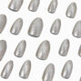 Silver Cat Eye Stiletto Vegan Faux Nail Set - 24 Pack,