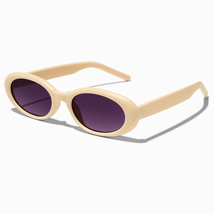 Lunettes de soleil ovales couleur ivoire,