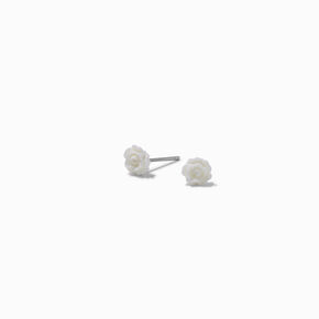 Clous d&#39;oreilles roses blanches,