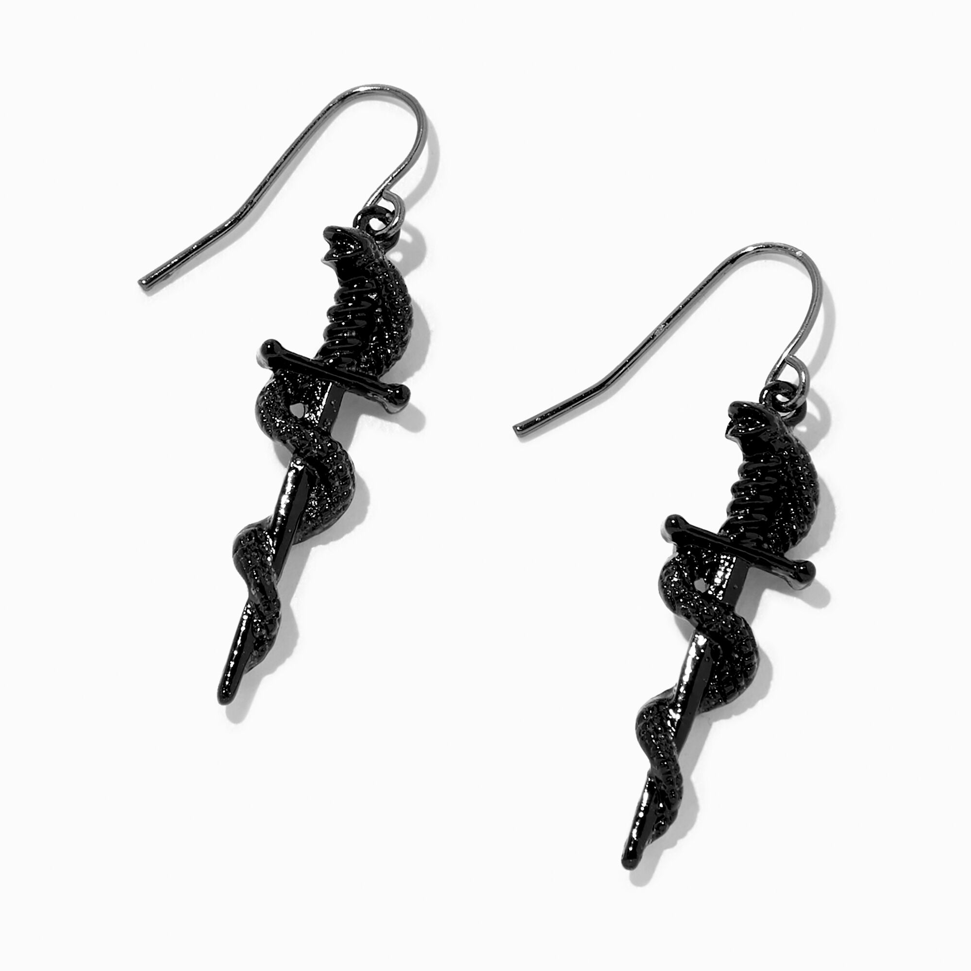 View Claires Dagger Snake 1 Drop Earrings Black information