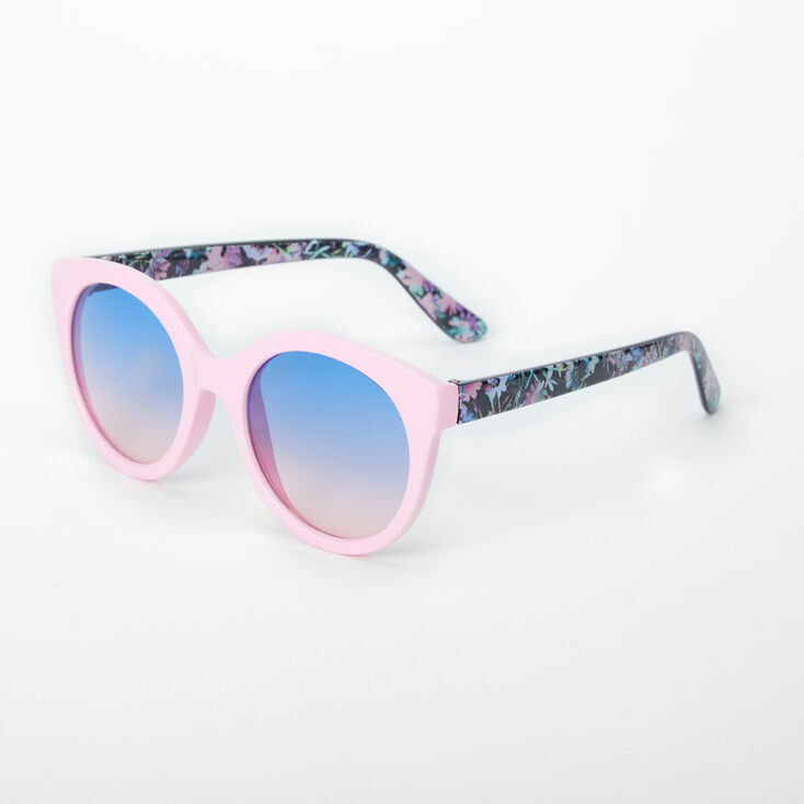 Claire's Lunettes de soleil arrondies florales style mod - Noir