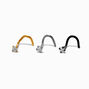 20G Mixed Metal Titanium Cubic Zirconia Nose Studs - 3 Pack,