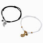 Best Friends Split Black &amp; White Yin Yang Pendant Cord Necklaces - 2 Pack,