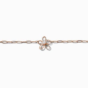 Gold-tone Wire Flower Choker Necklace,