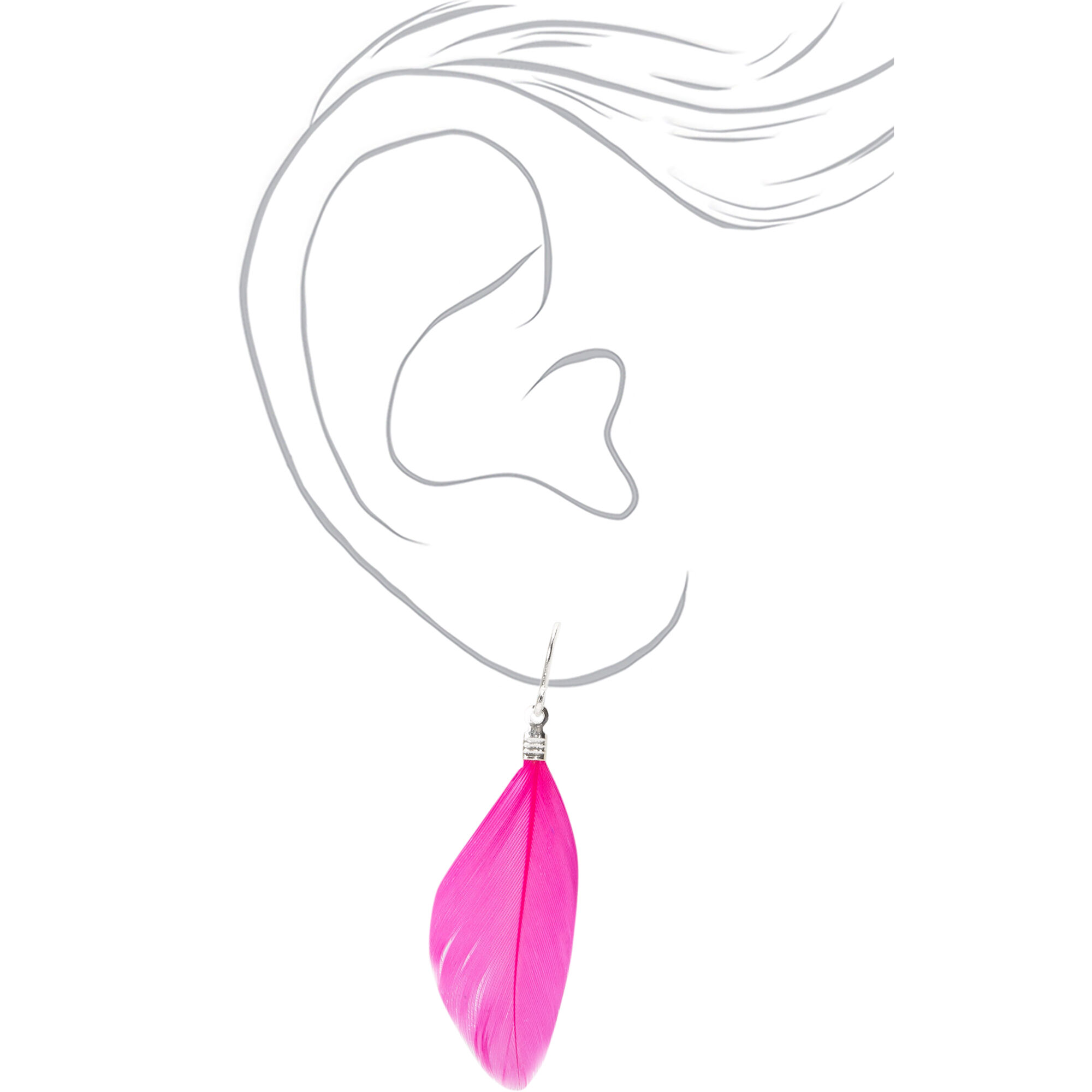 Silver 1.5" Bright Feather Drop Earrings - 3 Pack,