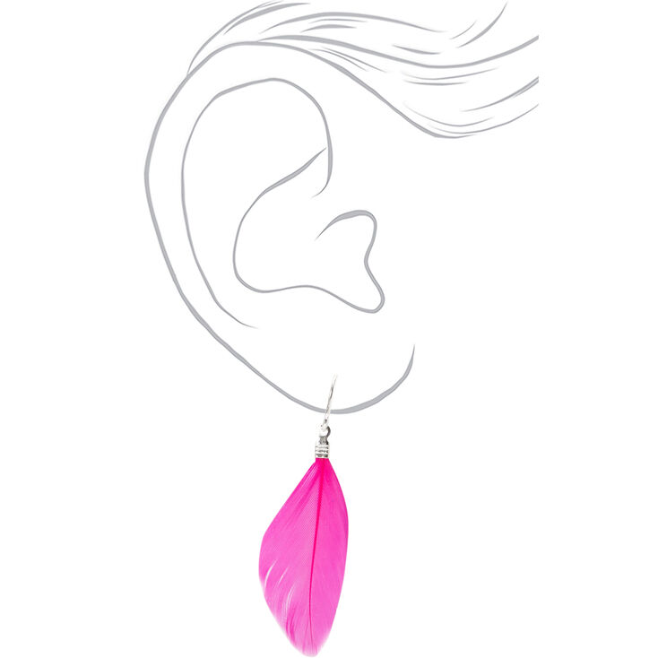 Silver 1.5&quot; Bright Feather Drop Earrings - 3 Pack,
