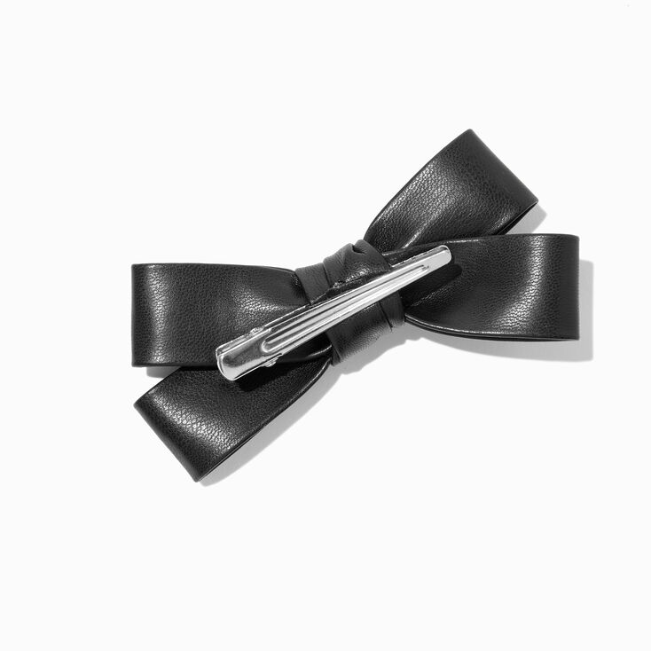Black Leather Hair Bow Clip,
