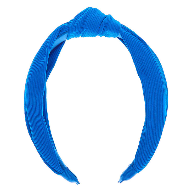 Ribbed Knotted Headband - Royal Blue,