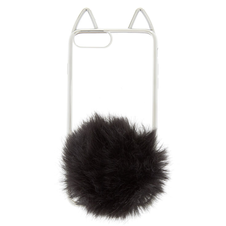 Black Cat Fur Pom Pom Phone Case Fits Iphone 6 7 8 Plus