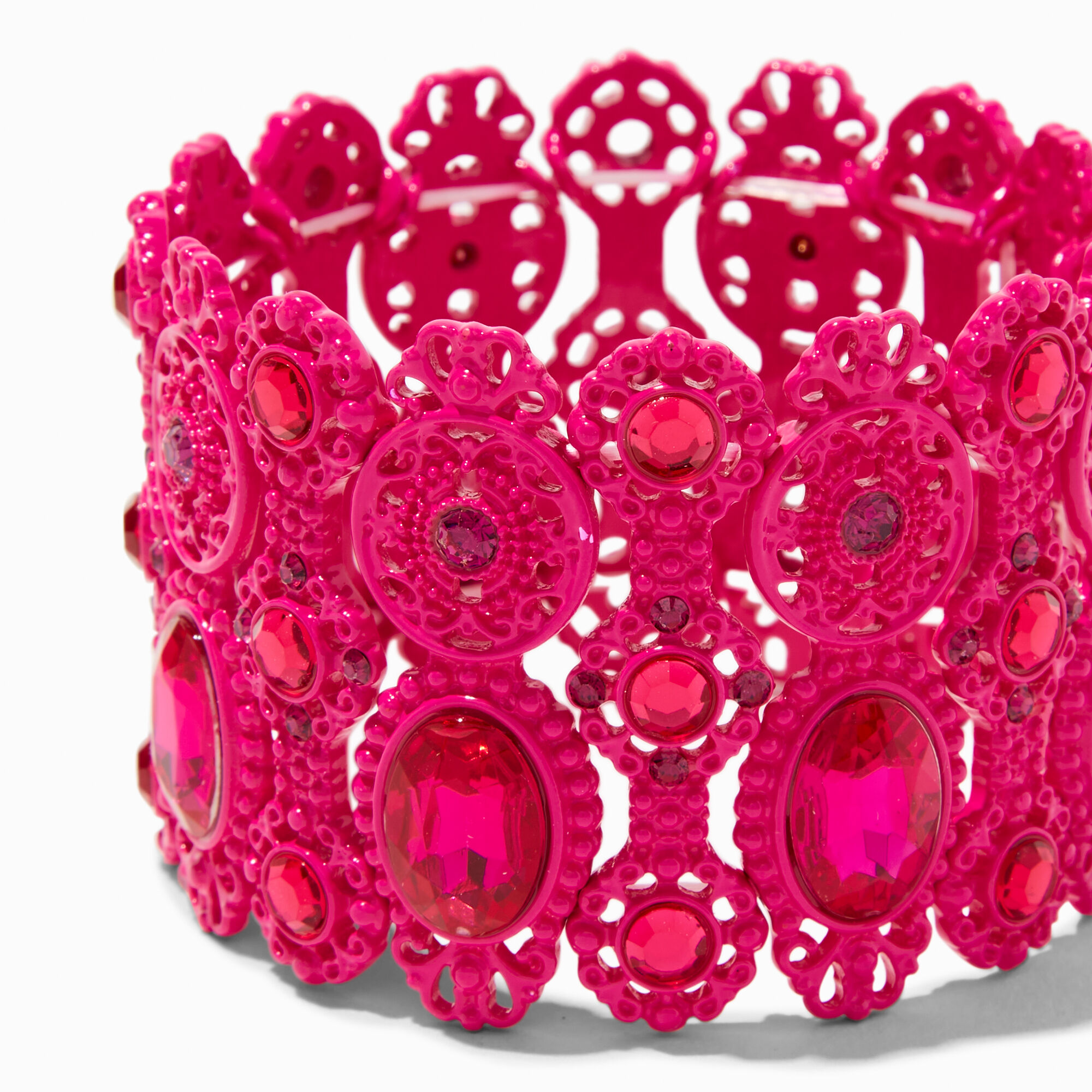 Pink Wide Statement Stretch Bracelet,