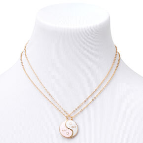 Gold-tone Best Friends Split Yin Yang Pendant Necklaces - 2 Pack,