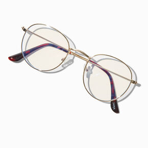 Solar Blue Light Reducing Gold Metal Oval Clear Lens Frames,