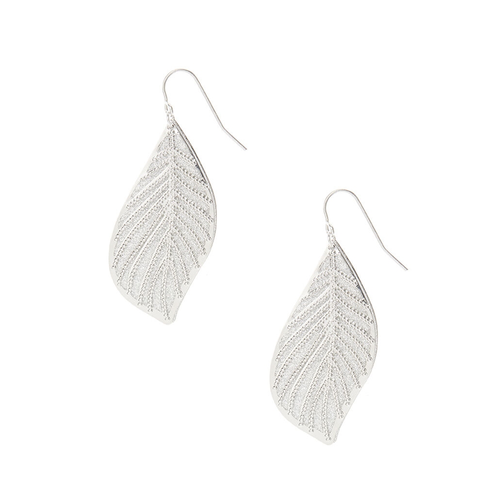 Silver Leaf Drop Earrings,
