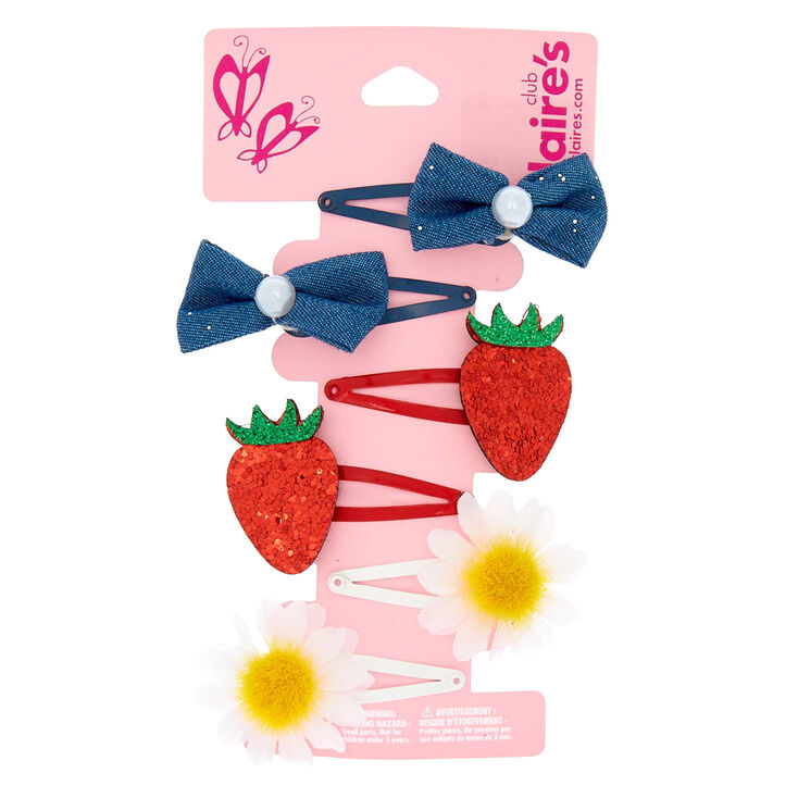 Claire&#39;s Club Strawberry Snap Hair Clips - 6 Pack,