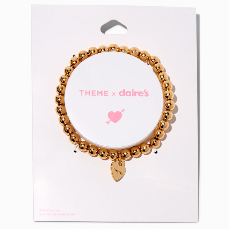 T H E M E x Claire&#39;s Gold-tone Shot Bead Stretch Bracelet,