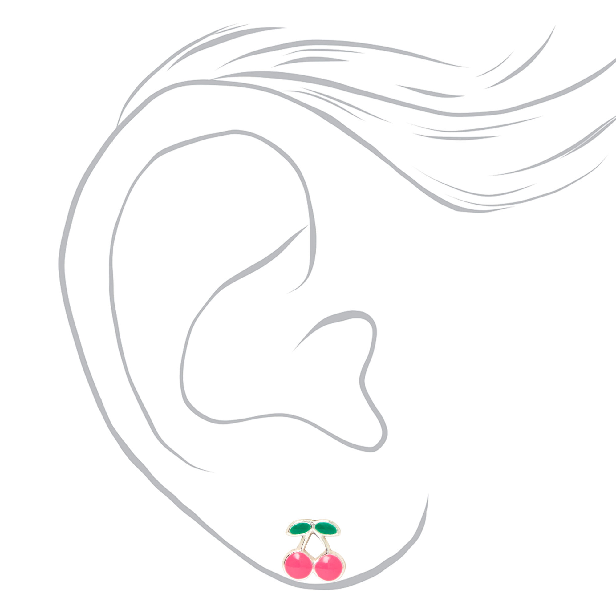 Sterling Silver Summer Fruits Stud Earrings - 3 Pack,