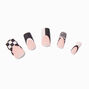 Zebra Check Tip Long Square Vegan Faux Nail Set - 24 Pack,