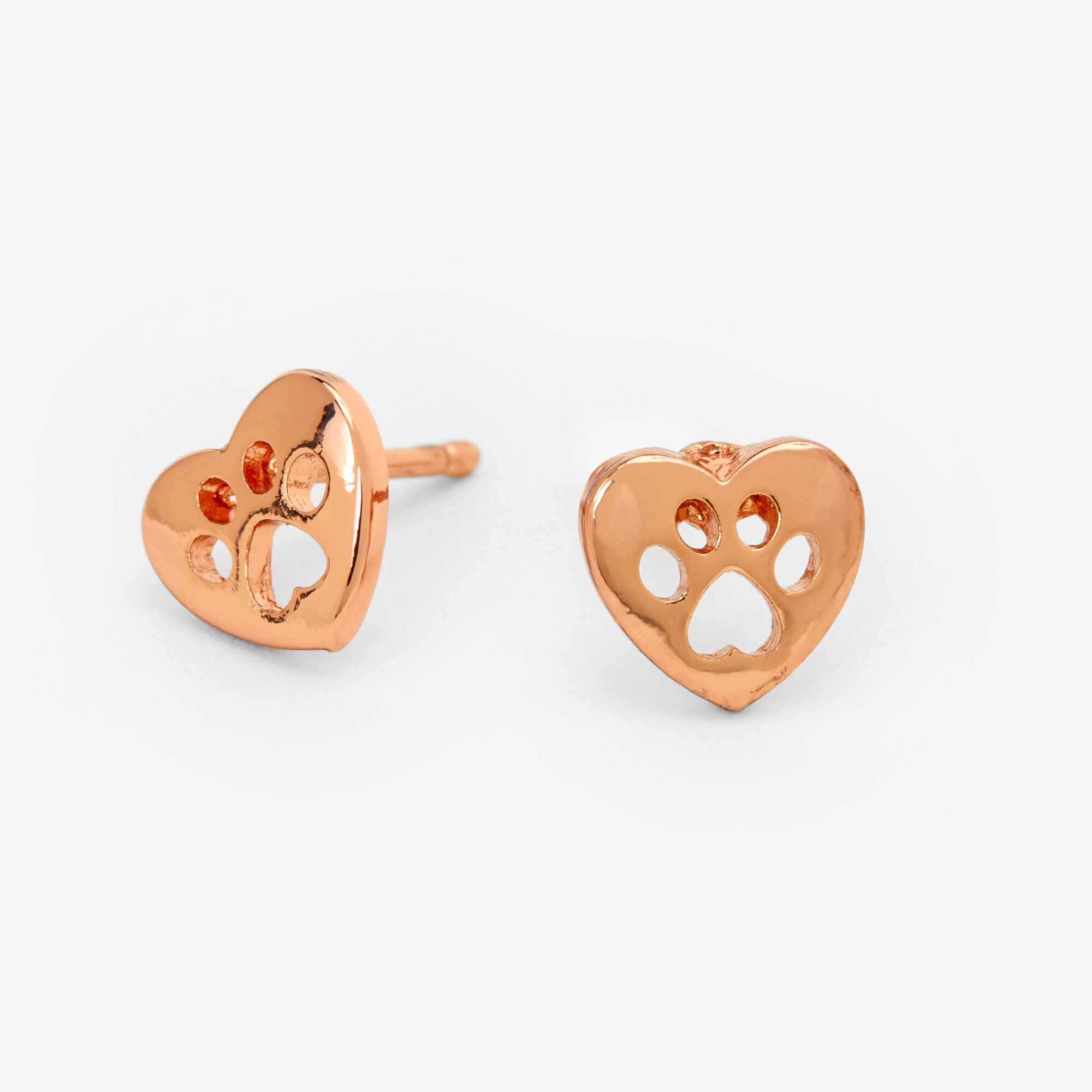 Rose gold dog sales paw earrings