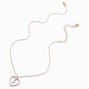 Pink Heart Initial Pendant Necklace - J,