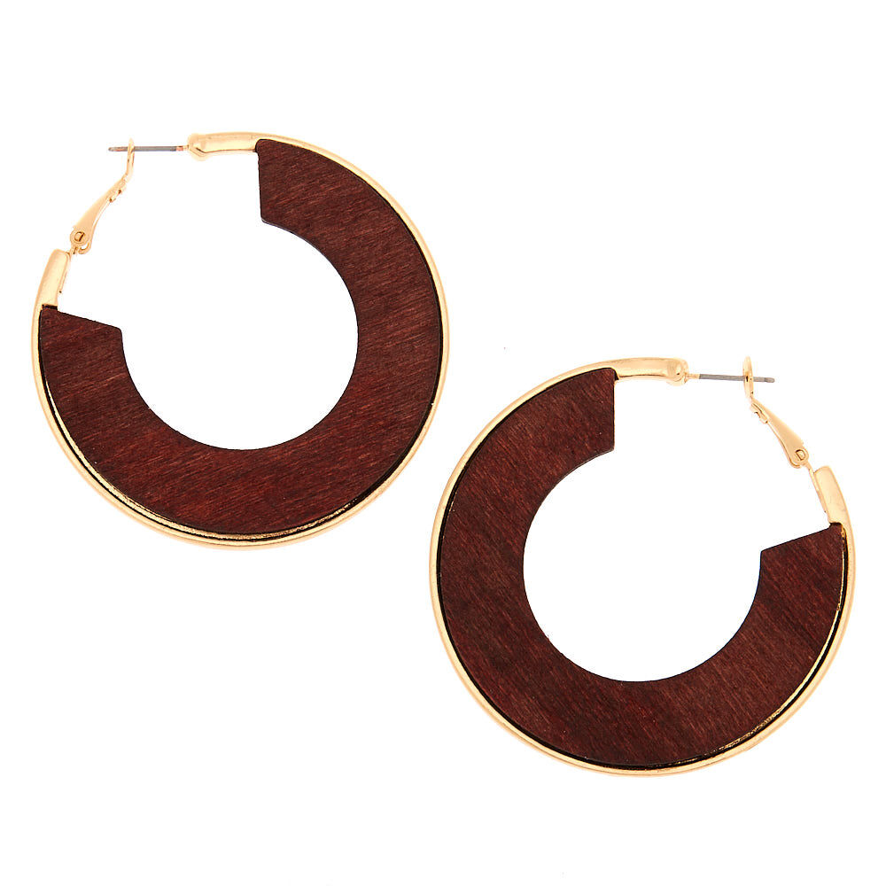 Wooden hoop earrings deals