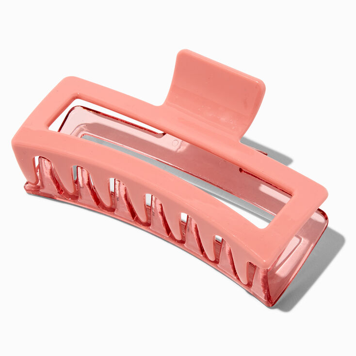 Large Two-Tone Coral Rectangular Hair Claw,