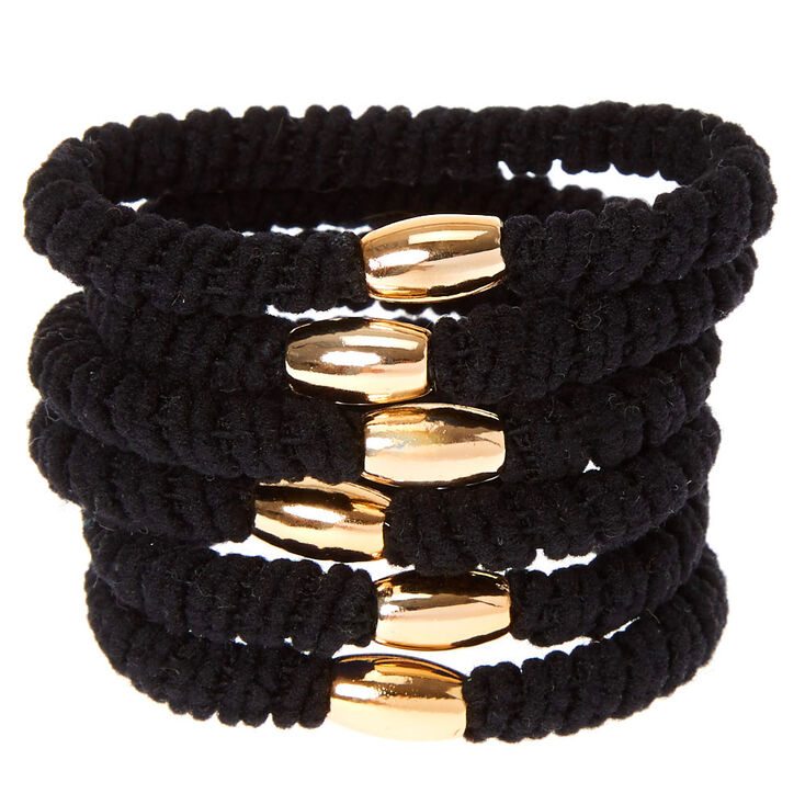 &Eacute;lastiques &agrave; cheveux c&ocirc;tel&eacute;s - Noir, lot de 6,