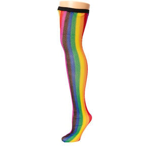 Fishnet Over The Knee Socks - Rainbow,