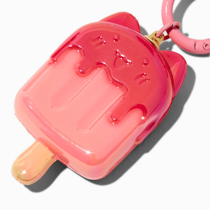 Pink Cat Ice Pop Wristlet Keychain,