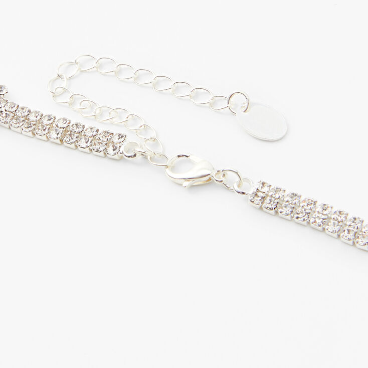 Ras-de-cou ovale avec strass couleur argent&eacute;e,