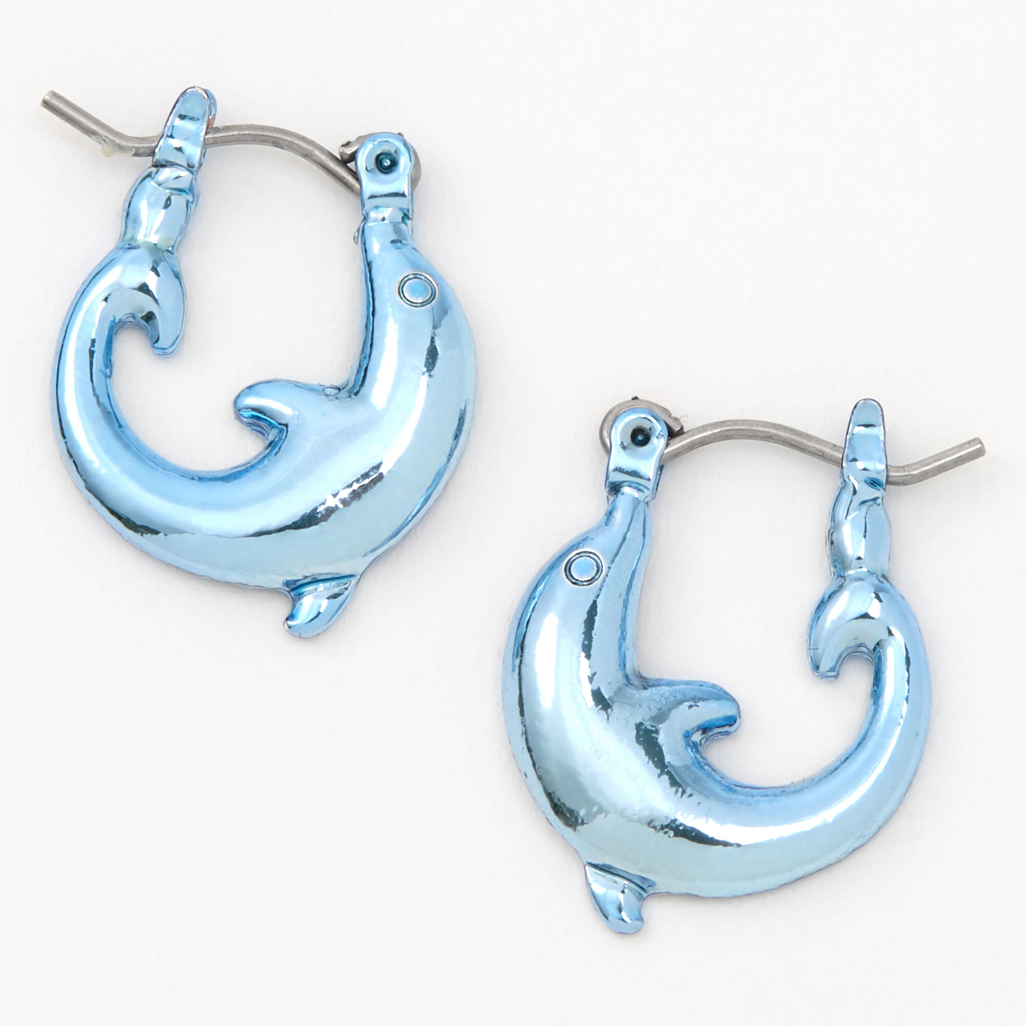 Blue 12MM Dolphin Hoop Earrings