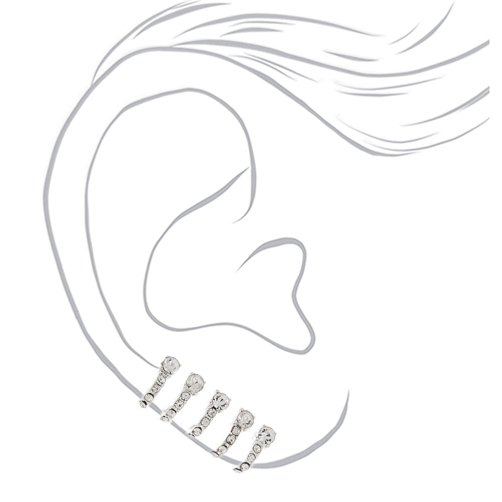 Bijoux d'oreille façon créole avec strass de 2,5 cm couleur argenté,