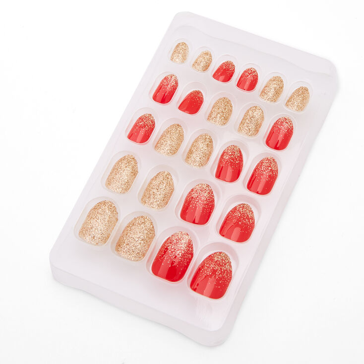 Faux ongles autocollants stiletto &agrave; paillettes pour les f&ecirc;tes - Lot de 24,