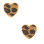 Gold Glitter Leopard Heart Stud Earrings,