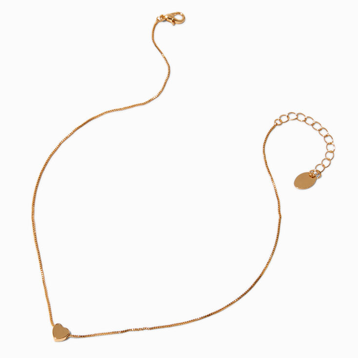 Gold-tone Mini Heart Slider Pendant Necklace,