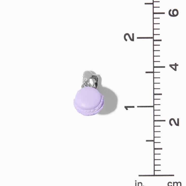 Silver-tone 1&quot; Macaron Clip-On Drop Earrings - 3 Pack,