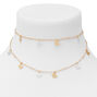 Gold-tone Two Tone Butterfly Multi Strand Choker Necklace,