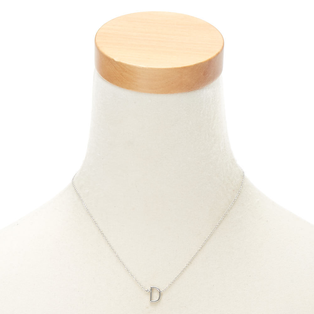 Silver Stone Initial Pendant Necklace - D,