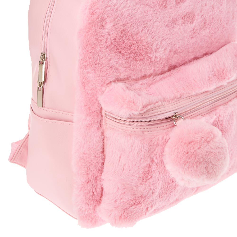 pink fuzzy mini backpack