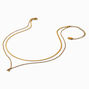 Gold-tone Stainless Steel Cubic Zirconia Initial Pendant Multi-Stand Necklace - A,