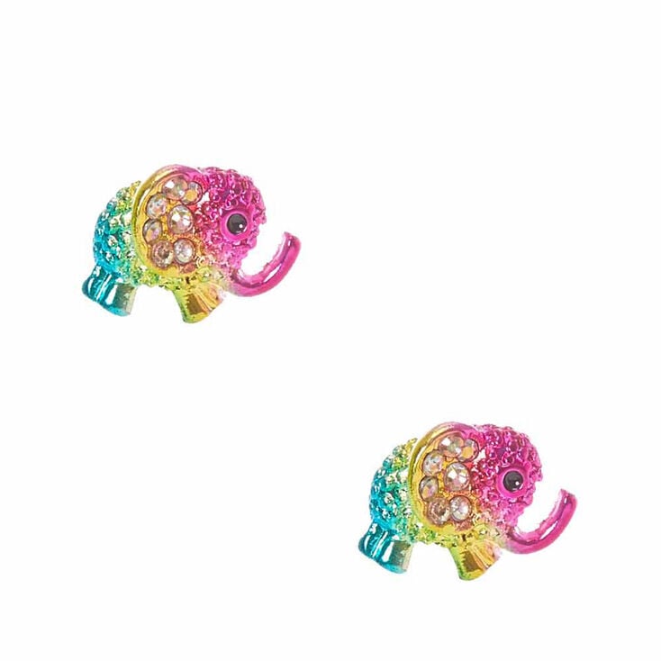 Rhinestone Elephant Stud Earrings Claire S Us Rhinestone Elephant Stud Earrings