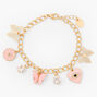 Gold Butterfly Evil Eye Charm Bracelet - Pink,