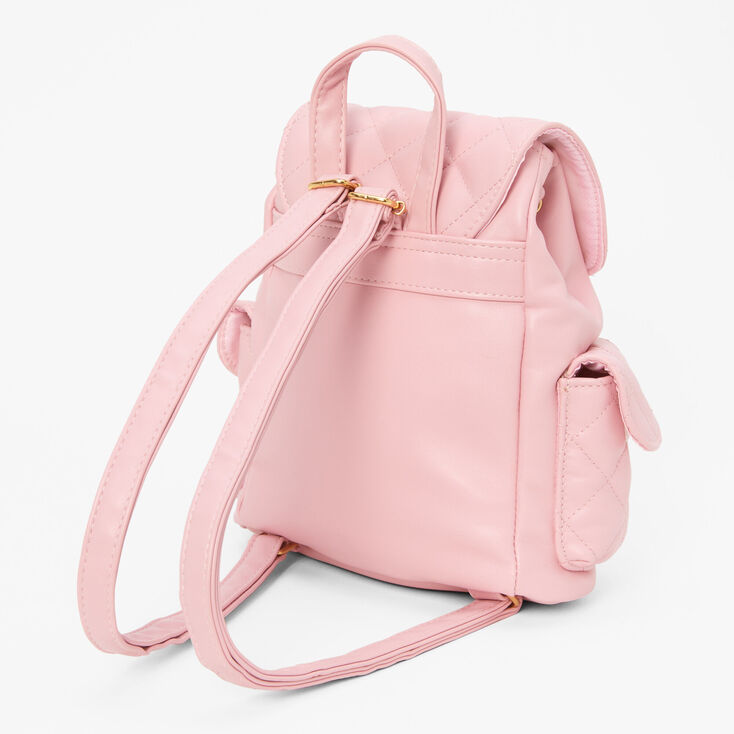 Blush Pink Quilted Flap Backpack - Blush Pink,