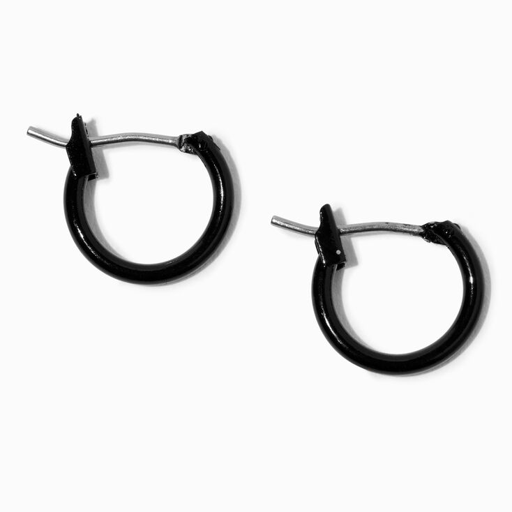 Black 10MM Hoop Earrings,