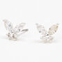 Silver Cubic Zirconia Butterfly Stud Earrings,