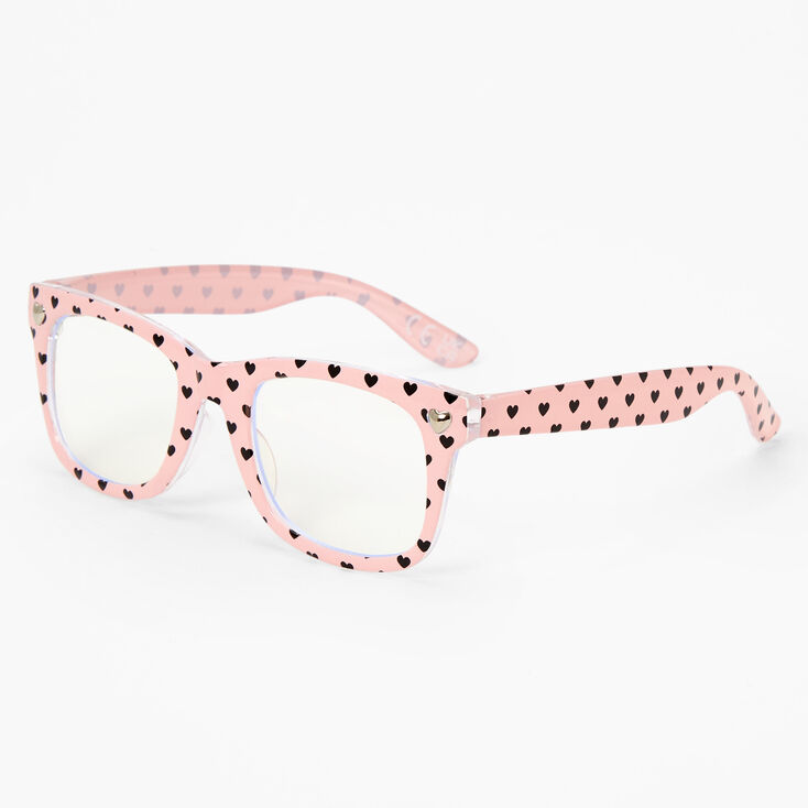 Claire&#39;s Club Edgy Hearts Clear Lens Pink Frames,