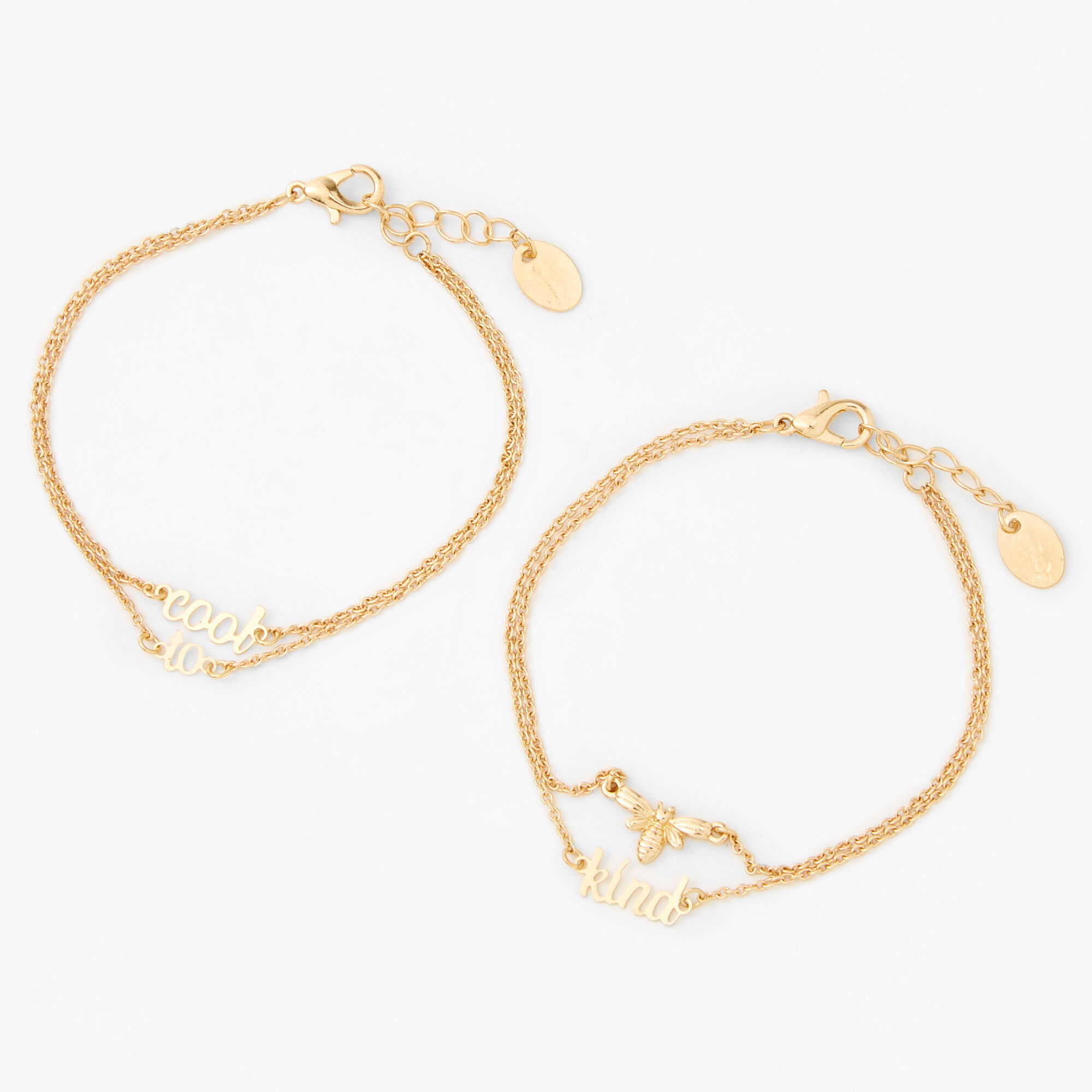 Gold Cool To Bee Kind Chain Bracelets 2 Pack