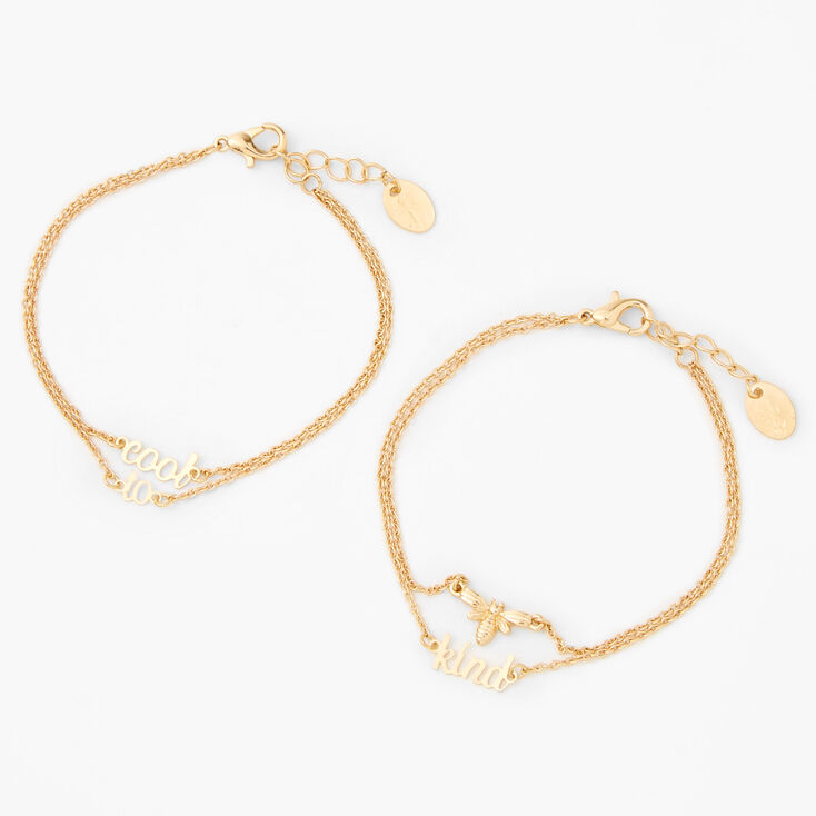 Gold Cool To Bee Kind Chain Bracelets - 2 Pack,